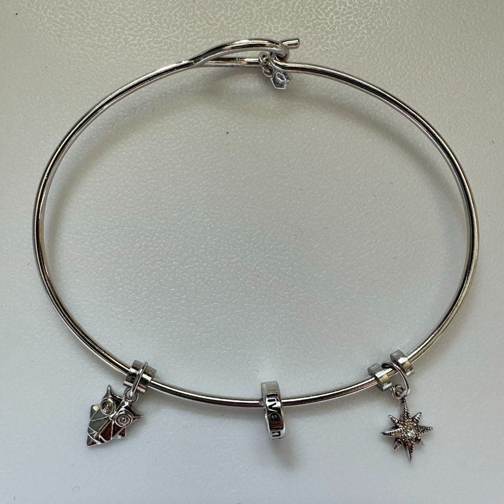 CORE™ Origami Owl 7.25” Polished Silver teardrop bangle with 3 mementos